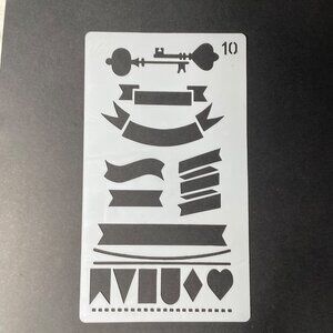 Reusable Art Planner Stencil Keys Banners Lines Heart Mixed Media Supplies mq